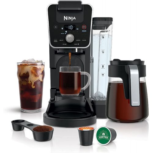 닌자 Ninja CFP201 DualBrew System 12-Cup Coffee Maker, Single-Serve for Grounds & K-Cup Pod Compatible, 3 Brew Styles, 60-oz. Water Reservoir & Carafe, Black