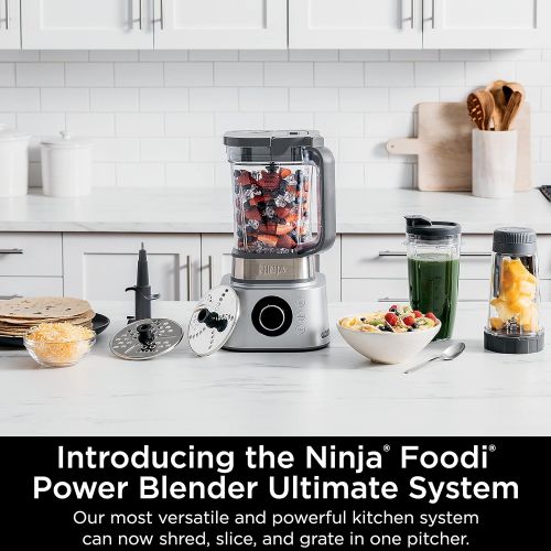 닌자 Ninja SS401 Foodi Power Blender Ultimate System with 72 oz Blending & Food Processing Pitcher, XL Smoothie Bowl Maker and Nutrient Extractor* & 7 Functions, Silver