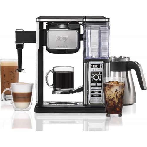 닌자 Ninja Coffee Bar Auto-iQ Programmable Coffee Maker with 6 Brew Sizes, 5 Brew Options, Milk Frother, Removable Water Reservoir, Stainless Carafe (CF097): Kitchen & Dining