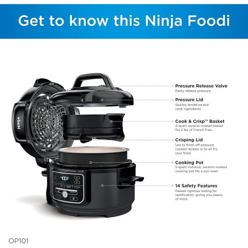 닌자 Ninja Foodi 7-in-1 Pressure, Slow Cooker, Air Fryer and More, 5-Quart, Black/Gray: Kitchen & Dining