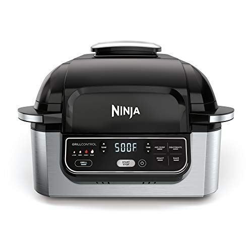 닌자 Ninja Foodi 5-in-1 4-Qt. Air Fryer, Roast, Bake, Dehydrate Indoor Electric Grill (AG301), 10 x 10, Black and Silver: Kitchen & Dining