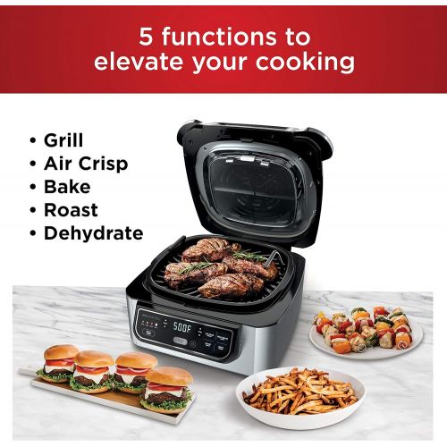 닌자 Ninja Foodi 5-in-1 4-Qt. Air Fryer, Roast, Bake, Dehydrate Indoor Electric Grill (AG301), 10 x 10, Black and Silver: Kitchen & Dining