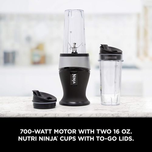 닌자 Ninja Personal Blender for Shakes, Smoothies, Food Prep, and Frozen Blending with 700-Watt Base and (2) 16-Ounce Cups with Spout Lids (QB3001SS): Kitchen & Dining