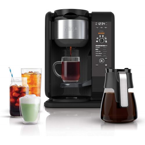 닌자 [아마존베스트]Ninja Hot and Cold Brewed System, Auto-iQ Tea and Coffee Maker with 6 Brew Sizes, 5 Brew Styles, Frother, Coffee & Tea Baskets with Glass Carafe (CP301)