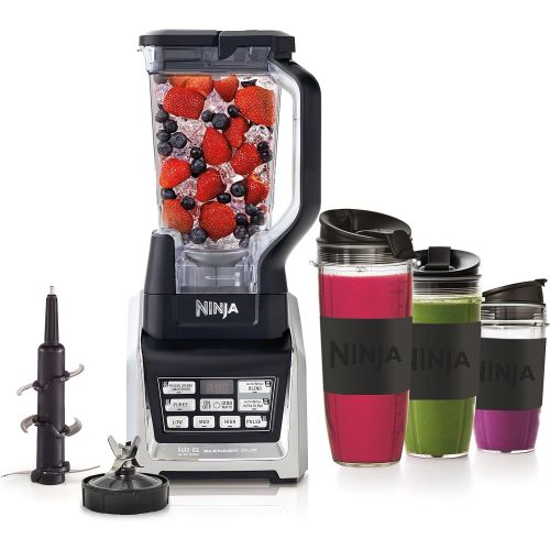 닌자 [아마존베스트]Nutri Ninja Personal and Countertop Blender with 1200-Watt Auto-iQ Base, 72-Ounce Pitcher, and 18, 24, and 32-Ounce Cups with Spout Lids (BL642)