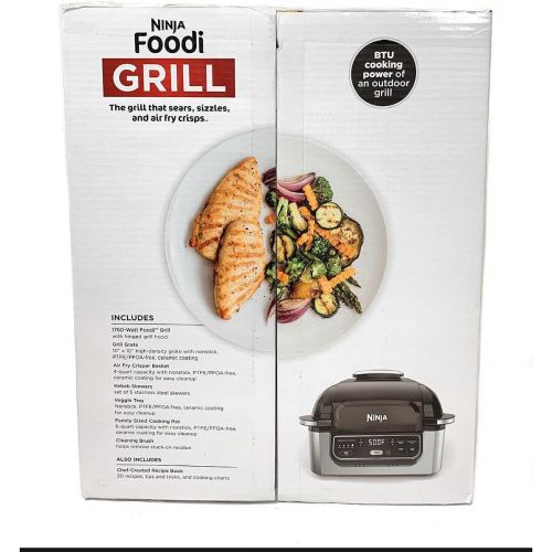 닌자 [아마존베스트]Ninja Foodi 5-in-1 Indoor Grill with 4-Quart Air Fryer with Roast, Bake, Dehydrate, and Cyclonic Grilling Technology, IG301A