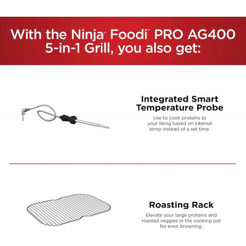 닌자 Ninja Foodi Pro 5-in-1 Indoor Integrated Smart Probe, 4-Quart Air Fryer, Roast, Bake, Dehydrate, an Cyclonic Grilling Technology, with 4 Steaks Capacity, Stainless