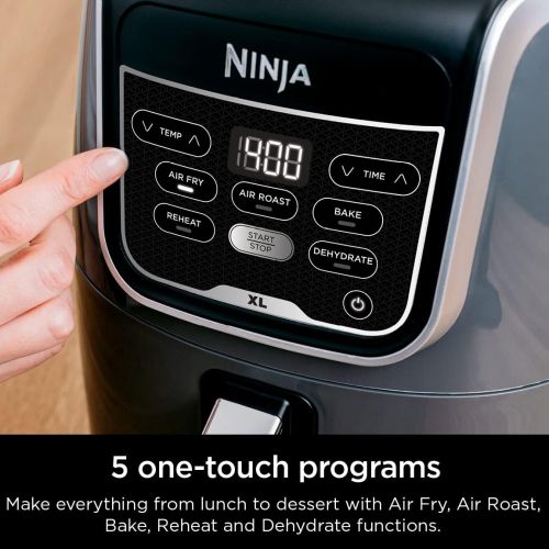 닌자 Ninja AF150AMZ Air Fryer XL, 5.5 Qt. Capacity that can Air Fry, Air Roast, Bake, Reheat & Dehydrate, with Dishwasher Safe, Nonstick Basket & Crisper Plate and a Chef-Inspired Recip