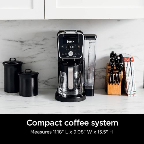 닌자 Ninja CFP201 DualBrew System 12-Cup Coffee Maker, Single-Serve for Grounds & K-Cup Pod Compatible, 3 Brew Styles, 60-oz. Water Reservoir & Carafe, Black