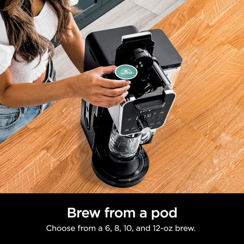 닌자 Ninja CFP201 DualBrew System 12-Cup Coffee Maker, Single-Serve for Grounds & K-Cup Pod Compatible, 3 Brew Styles, 60-oz. Water Reservoir & Carafe, Black