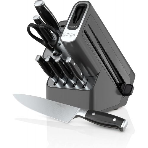 닌자 Ninja K32009 Foodi NeverDull Premium Knife System, 9 Piece Knife Block Set, Stainless Steel/Black