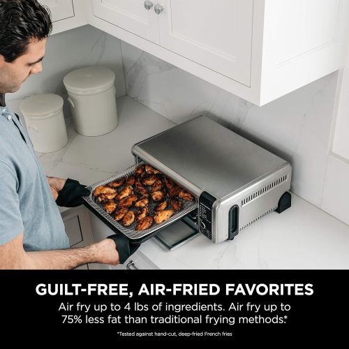 닌자 [아마존베스트]Ninja SP101 Foodi 8-in-1 Digital Air Fry, Large Toaster Oven, Flip-Away for Storage, Dehydrate, Keep Warm, 1800 Watts, XL Capacity, Stainless Steel