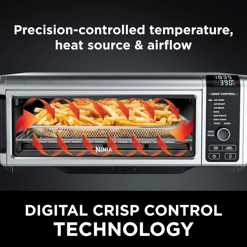 닌자 [아마존베스트]Ninja SP101 Foodi 8-in-1 Digital Air Fry, Large Toaster Oven, Flip-Away for Storage, Dehydrate, Keep Warm, 1800 Watts, XL Capacity, Stainless Steel