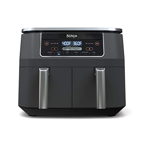 닌자 [아마존베스트]Ninja DZ201 Foodi 6-in-1 2-Basket Air Fryer with DualZone Technology, 8-Quart Capacity, and a Dark Grey Stainless Finish