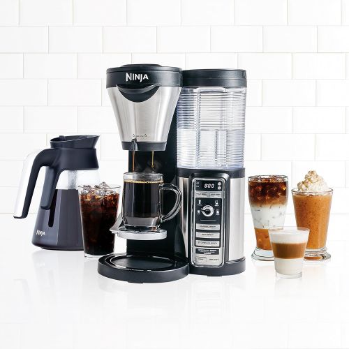 닌자 SharkNinja Ninja Coffee Maker for HotIcedFrozen Coffee with 4 Brew Sizes, Programmable Auto-iQ, Milk Frother, 43oz Glass Carafe, and Tumbler (CF080Z)