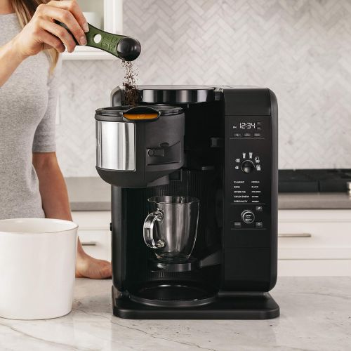 닌자 Ninja Hot and Cold Brewed System, Auto-iQ Tea and Coffee Maker with 6 Brew Sizes, 5 Brew Styles, Frother, Coffee & Tea Baskets with Thermal Carafe (CP307)