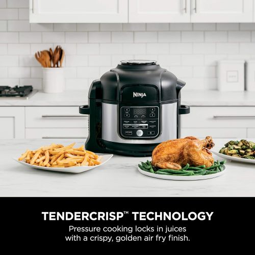 닌자 Ninja Foodi 1400-Watt Multi Cooker, Pressure Cooker, Steamer & Air Fryer w TenderCrisp Technology, Pressure & Crisping Lid, 6.5 Qt Pot (OP301), BlackGray