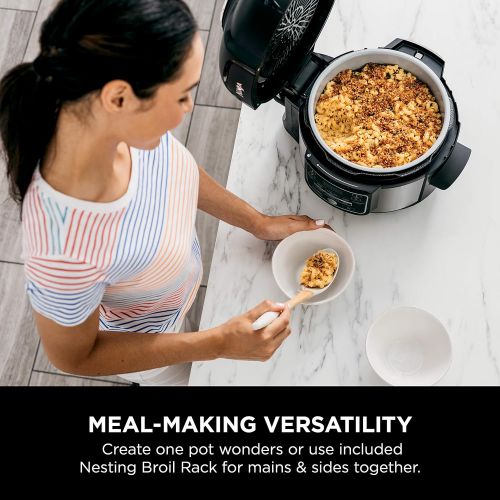 닌자 Ninja Foodi 1400-Watt Multi Cooker, Pressure Cooker, Steamer & Air Fryer w TenderCrisp Technology, Pressure & Crisping Lid, 6.5 Qt Pot (OP301), BlackGray