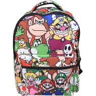 Nintendo Super Mario Backpack for Boys & Girls, School Bag with Front Pocket, Allover Character Print Gaming Bookbag with Padded Back and Adjustable Mesh Straps