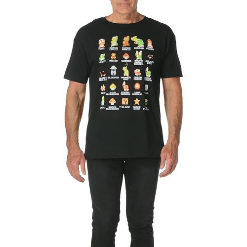 닌텐도 Nintendo Men's Pixel Cast T-Shirt