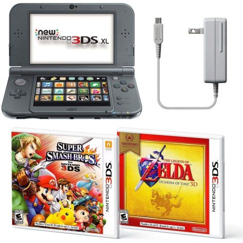 닌텐도 Black Nintendo 3DS XL Bundle Nintendo, AC Adapter, and Two Full Games 3D Mode (Ages 7+ Years)