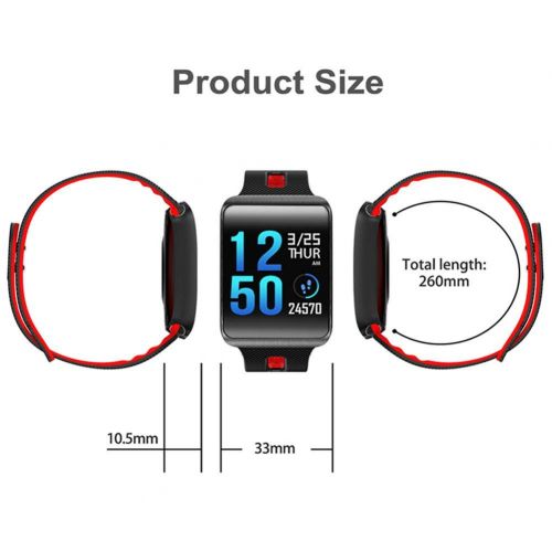  Niome Curved Screen Smart Watch IP67 Waterproof Heart Rate Fitness Tracker Wireless Smart Bracelet with Passometer Blood Pressure Monitor Black