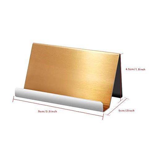  Nipole High-end Business Card Holder Stainless Steel Mirror Polish Desk Accessory Business Card Display Stand Rack Office Organizer (Mirror) (Brushed Gold)