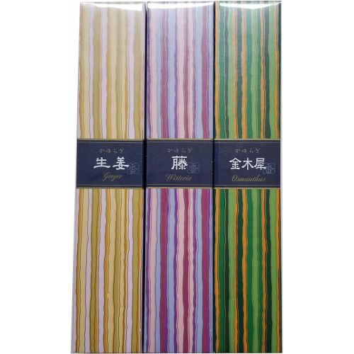  인센스스틱 nippon kodo Kayuragi Incense Set of 3 Scents (Ginger, Osmanthus and Wisteria) 40 Sticks in Each Scent