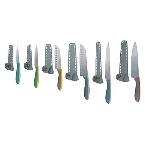  NIROSTA Eversharp-Messer-Set, Verschiedene Messer mit Funktionsteil aus Edelstahl, Premium-Messer mit Soft-Touch-Griff, hochwertige Messer fuer jeden Anlass (Farbe: Silber/Blau), Me