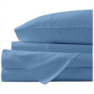 Nish & Joe Cotton Bed Sheet 4 Piece Set 300 Thread Count 100% Extra Long Staple Luxurious & Hypoallergenic Bedding Natural Super Soft Hotel & Home Collection (Full, Light Blue)