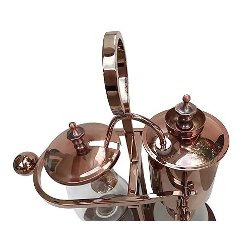  Nispira Belgian Belgium Royal Family Balance Syphon Siphon Coffee Maker Vacuum Brewing System | Vintage Classic Retro Luxury Exquisite Design | Smooth Great Aroma | Copper or Rose Gold Color | 500 ml