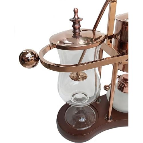  Nispira Belgian Belgium Royal Family Balance Syphon Siphon Coffee Maker Vacuum Brewing System | Vintage Classic Retro Luxury Exquisite Design | Smooth Great Aroma | Copper or Rose Gold Color | 500 ml