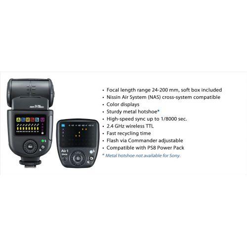  Nissin Di700A Flash + Nissin Air 1 Wireless Radio Commander - Premium TTL Flash - HSS to 1/8000 - Compatible with OLYMPUS / PANASONIC Mirrorless (Four-Thirds) Cameras