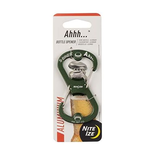  [아마존베스트]Nite Ize Ahhh Aluminum Dual Bottle Opener, S-Biner Dual Carabiner with Double-Sided Bottle Openers, Olive Green