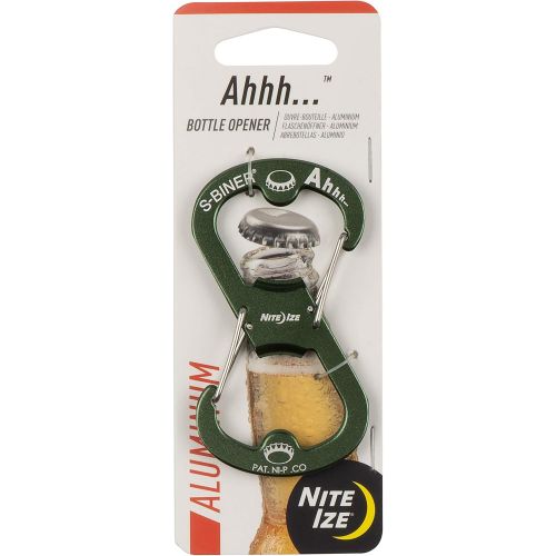  [아마존베스트]Nite Ize Ahhh Aluminum Dual Bottle Opener, S-Biner Dual Carabiner with Double-Sided Bottle Openers, Olive Green