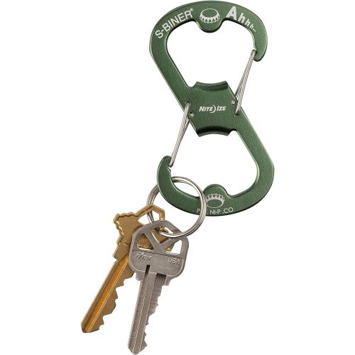  [아마존베스트]Nite Ize Ahhh Aluminum Dual Bottle Opener, S-Biner Dual Carabiner with Double-Sided Bottle Openers, Olive Green