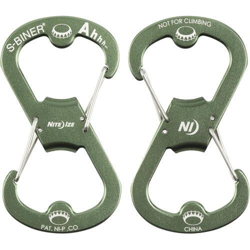  [아마존베스트]Nite Ize Ahhh Aluminum Dual Bottle Opener, S-Biner Dual Carabiner with Double-Sided Bottle Openers, Olive Green