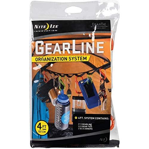  [아마존베스트]Nite Ize GearLine Hanging Organization System, 4 FT Webbing With Loops, S-Biner Clips, + Bendable Gear Tie Ends To Hang Your Gear Anywhere, Colorful S-Biners