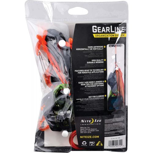  [아마존베스트]Nite Ize GearLine Hanging Organization System, 4 FT Webbing With Loops, S-Biner Clips, + Bendable Gear Tie Ends To Hang Your Gear Anywhere, Colorful S-Biners