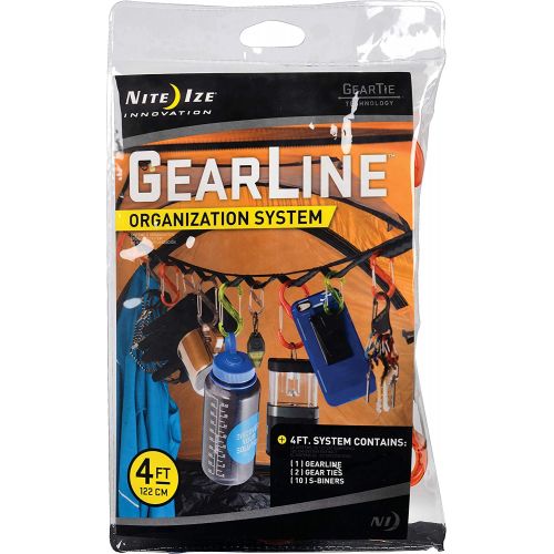  [아마존베스트]Nite Ize GearLine Hanging Organization System, 4 FT Webbing With Loops, S-Biner Clips, + Bendable Gear Tie Ends To Hang Your Gear Anywhere, Colorful S-Biners