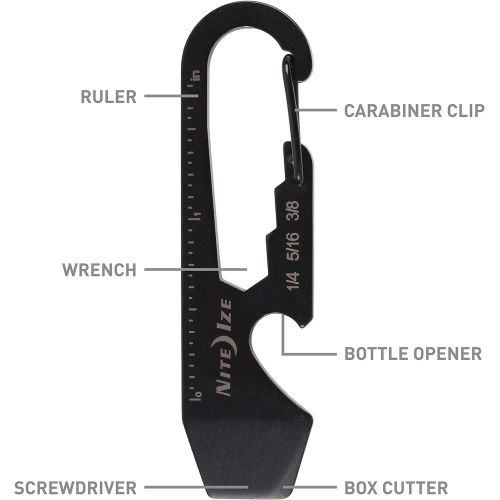  Nite Ize DoohicKey Keychain Multi Tool, Stainless-Steel 5-in-1 Multi Tool With Bottle Opener + Carabiner Clip, Black