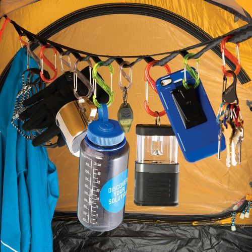  Nite Ize GearLine Hanging Organization System, 4 FT Webbing With Loops, S-Biner Clips, + Bendable Gear Tie Ends To Hang Your Gear Anywhere, Colorful S-Biners, Multi-Colored (SS-SMS