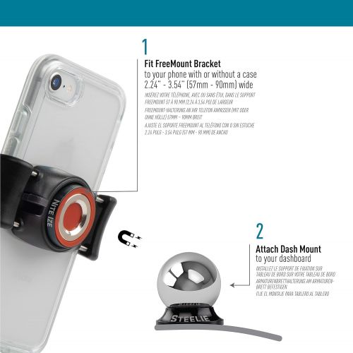  [아마존베스트]Nite Ize Original Steelie Freemount Dash Kit - Adjustable Magnetic Bracket + Car Dash Mount for Smartphones