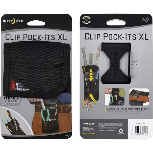  Nite Ize Clip Pock-Its XL Utility Holster, Tool Belt With Strong Clip For Holding Multi Tools, Flashlights, Keys, + Other Necessities