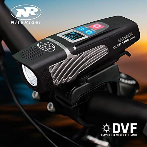  NiteRider Lumina 1100 OLED Boost USB Rechargeable MTB Road Commuter LED Bike Light with Display Screen Powerful Lumens Water Resistant Bicycle Headlight, LED Front Light Easy to In