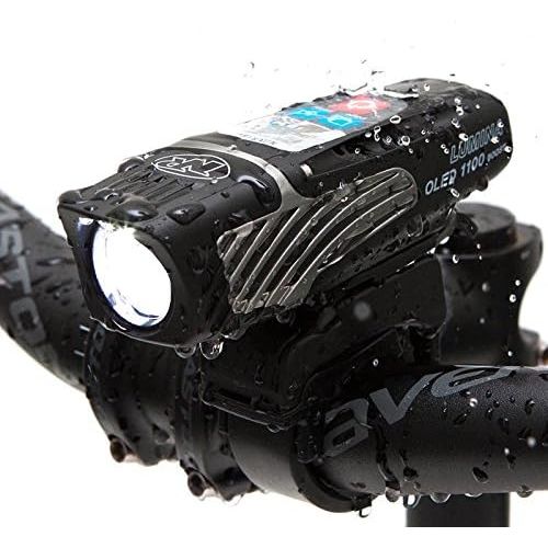  NiteRider Lumina 1100 OLED Boost USB Rechargeable MTB Road Commuter LED Bike Light with Display Screen Powerful Lumens Water Resistant Bicycle Headlight, LED Front Light Easy to In