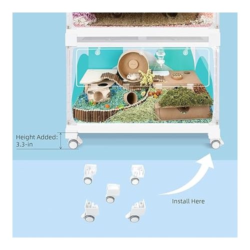  Niteangel Stacker Hamster Cage Accessories - Stacker Cage Wheels or Stacking Holders or Replacement Glass Board for Hamster Gerbil Mice Degu Or Other Small-Sized Pet