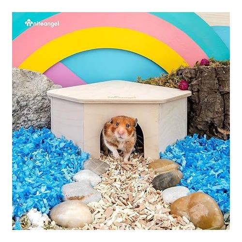  Niteangel Birch Chamber-Maze Hamster Hideout - Small Pets Woodland House Habitats Decor for Hamster Mice Gerbils Mouse