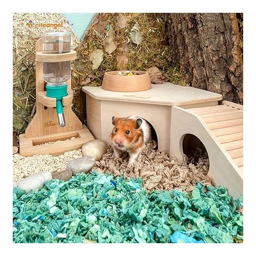  Niteangel Birch Chamber-Maze Hamster Hideout - Small Pets Woodland House Habitats Decor for Hamster Mice Gerbils Mouse