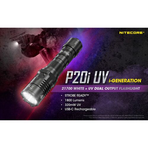  Nitecore P20i UV Rechargeable Tactical LED Flashlight with UV Light